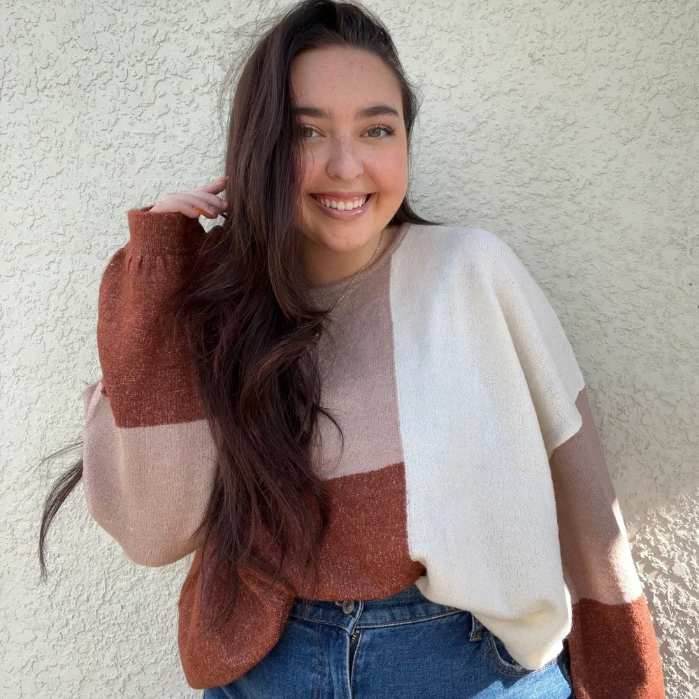 Rust Colorblock Sweater - Picture 4 of 5